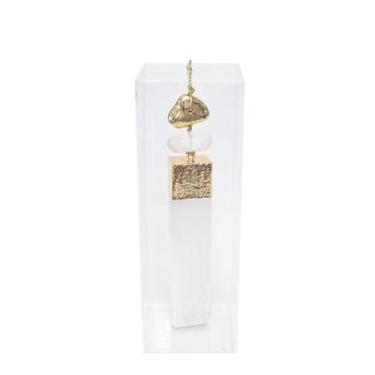 Imagem de Caixa de Acrílico Decorativa Com Pedra Selenita e Quartzo Rolado Branc