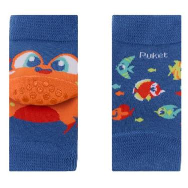 Imagem de Joelheira Puket 7004 Bebê Antiderrapante Estampa Bichinhos, Azul Picad