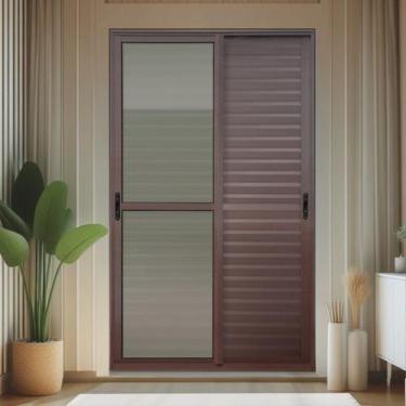 Imagem de Porta de Correr Venez. 3 Folhas Moveis 210 x 200 Elite com Fecho Autom