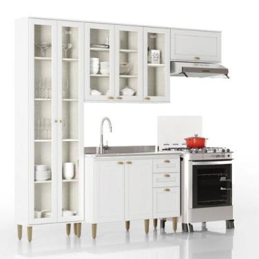 Imagem de Coziha Completa Modulada 4 Peças 100% MDF Classy Branco - THB Móveis