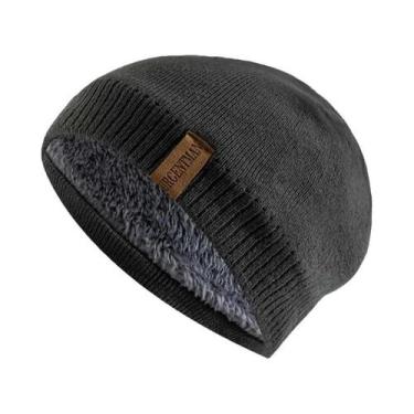Imagem de Gorro De Inverno Unissex Em Tricô, Cor Sólida, Forrado Com Pelúcia Que