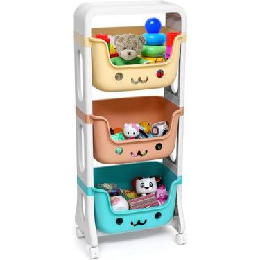 Imagem de Estante Organizador de Brinquedos e Livros com 3 Gavetas e Rodinhas Ca