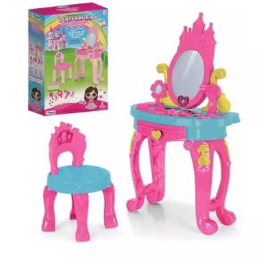 Imagem de Penteadeira Princesa Menina Infantil com Banquinho e Acessórios Homepl