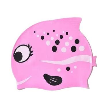 Imagem de Touca De Natação Infantil De Silicone Impermeável Com Desenho De Peixe