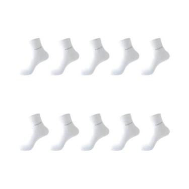 Imagem de Meias Masculinas De Fibra De Bambu, 10 Pares, Preto, Branco, Antibacte