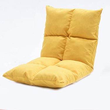 Imagem de Diumy Cadeira de chão Lazy ajustável, 6 posições, cadeira preguiçosa de tatame com suporte para as costas, almofadas de assento de vídeo acolchoadas dobráveis para adultos em ambientes internos - amarela 52 x 55 x 55 cm (20 x 22 x 22 polegadas)