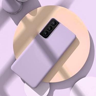 Imagem de Capa de telefone de silicone líquido para samsung galaxy s8 s9 s10 s10e s20 s21 plus 5g fe capa protetora macia ultra à prova de choque, grama roxa, para galaxy s8