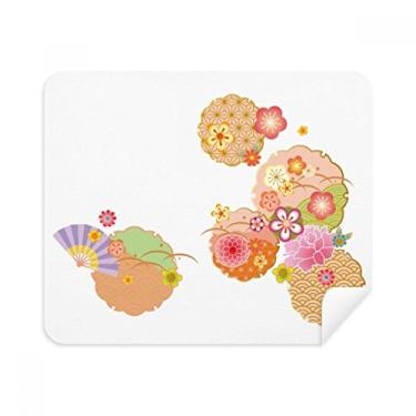 Imagem de Ventilador dobrável Sakura padrão geométrico pano de limpeza de tela limpador de tela 2 peças tecido de camurça