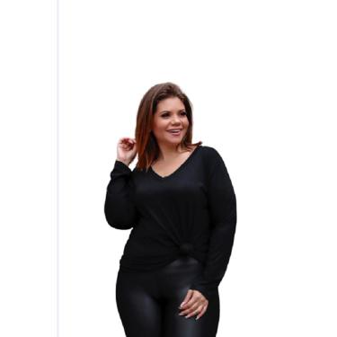 Imagem de Blusa Feminina Gola V Plus Size Manga Longa Mazal