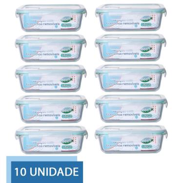 Imagem de Conjunto 10 Pote Vidro Hermético Tampa Mantimentos 1520ml