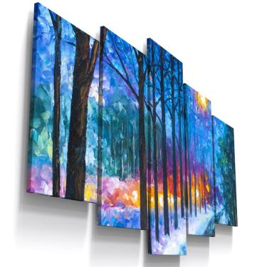 Imagem de Quadros Decorativos Abstrato Floresta Arvores Sala 