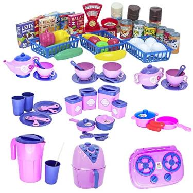 Imagem de Kit Infantil Mercado Completo Cozinha Comida Louça Pote 70pç