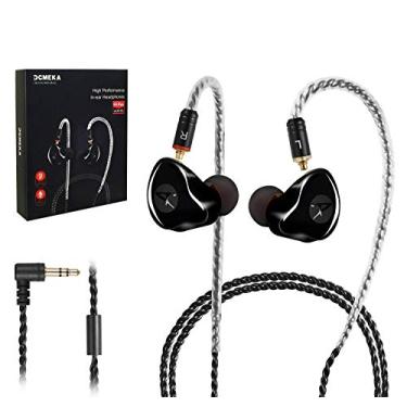 Imagem de DCMEKA Fones de ouvido intra-auriculares, estéreo de alta fidelidade, fones de ouvido com fio de driver duplo dinâmico com cabo destacável, fone de ouvido com cancelamento de ruído para cantores,
