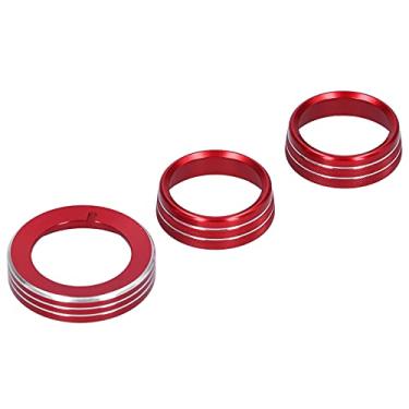 Imagem de Akozon Capas de botão AC, 3 peças de anéis de botão de ar condicionado guarnições de botão de farol decoração de substituição para Mustang 2015-2020