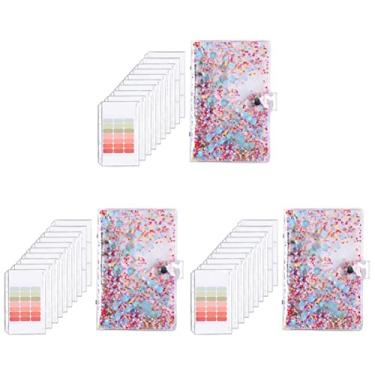 Imagem de Tofficu 3 conjuntos de bolsos decorativos para caderno doméstico bolsa de couro, capa, envelopes transparentes bloco de notas anel de folha bolsas de escritório cartão de cupom A para de cartões de contas portátil adesivo