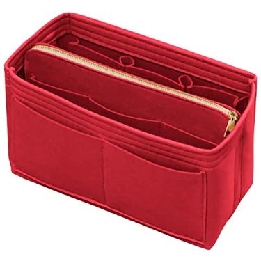 Imagem de Organizador de bolsa com zíper e bolsa de feltro para bolsa de mão para LV Speedy Neverfull, Vermelho, Small