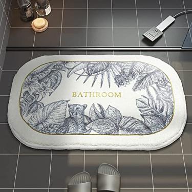 Imagem de SHENGANG Tapete de banheiro Microfibra Banheira Piso Lateral Antiderrapante Tapetes de entrada de banheiro Tapetes para animais de estimação Capacho para chuveiro, 6,40x60cm