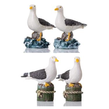 Imagem de Estátua de Pássaro de Jardim da Homerry – 4 peças de ornamentos de pássaros de decoração de gaivotas pequenas – melhores estatuetas de arte para quintal de estátuas para casa de gramado de pátio