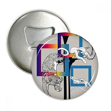 Imagem de Animal Leopard Lagarto Cobra Padrão Abridor de Garrafas Imã de Geladeira Emblema Multifuncional