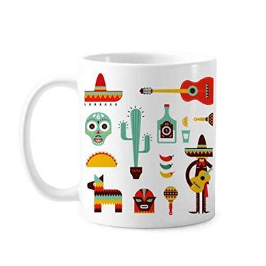 Imagem de Sombrero Tequila Guitarra Chili México Elment Caneca Cerâmica Café Porcelana Utensílios de Mesa