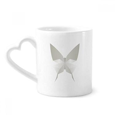 Imagem de Caneca com estampa abstrata de origami de borboleta branca café cerâmica copo de coração de vidro
