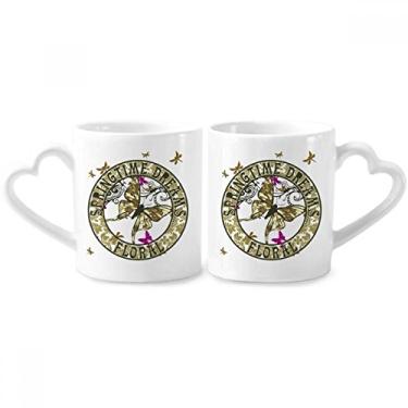 Imagem de Conjunto de canecas de porcelana para casais, com letras de borboleta, círculo, coração