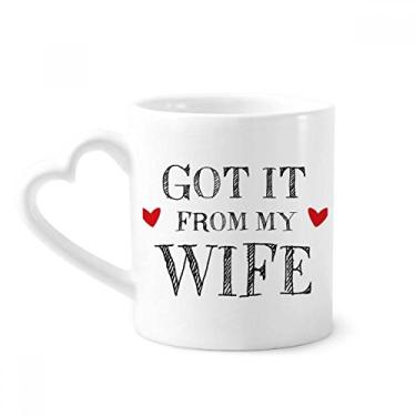 Imagem de Caneca de presente de dia dos namorados Got It From My Wife Caneca de café cerâmica copo de coração de vidro