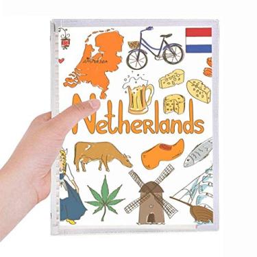 Imagem de Caderno com bandeira nacional de animais da Holanda Landscap com folhas soltas recarregáveis