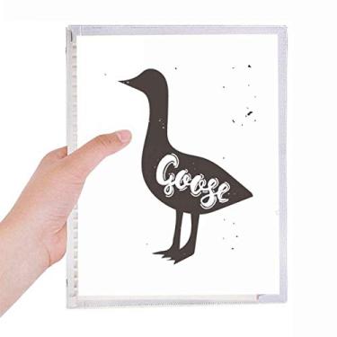 Imagem de Caderno de animal preto e branco ganso diário de folhas soltas recarregável, artigos de papelaria