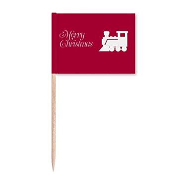 Imagem de Bandeiras de palito de transferência de colheita de trem de Natal para decoração de festa