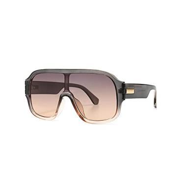 Imagem de Óculos de sol grandes de uma peça preto bege para mulheres vintage óculos de sol quadrado masculino gradiente punk tons uv400 armação grande, 5, tamanho único