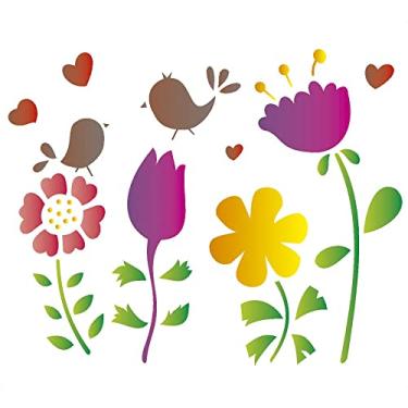 Imagem de Stencil de Plástico para Pintura OPA 20 x 25 cm - 1406 Flor Passarinho
