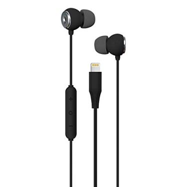 Imagem de Realm Fones de ouvido Lightning com certificação Apple MFi, fones de ouvido intra-auriculares com conector Lightning, microfone integrado, chamadas e controles de faixa viva-voz, preto