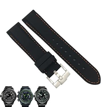 Imagem de HAODEE Pulseira de relógio de borracha de silicone de 19 mm 20 mm 21 mm 22 mm, para Citizen Seiko SKX Tissot Lon-gines Omega IWC 23mm 24mm Sport Watch Strap (Cor: Preto Laranja, Tamanho: 23mm)