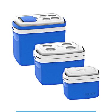 Imagem de Kit 3 Caixa Térmica 32, 12 e 5 Litros Azul Soprano