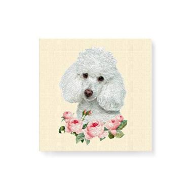Imagem de Arte Maníacos Quadro Decorativo em Tela Canvas Poodle Flores - 50x50cm