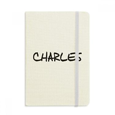 Imagem de Caderno de anotações especiais com nome inglês CHARLES oficial de tecido capa dura diário clássico