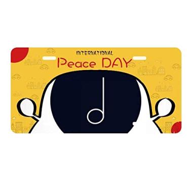 Imagem de DIYthinker White Music Mim Notes Placa de licença preta Etiqueta Decoração de carro Dia da Paz