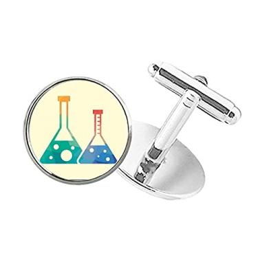 Imagem de DIYthinker Abotoaduras com dois cônicos, padrão de xadrez, botão redondo