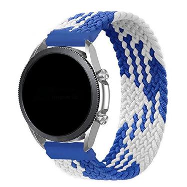 Imagem de Pulseira 22mm Trançada Elastica LTIMPORTS, compativel com Galaxy Watch 3 45mm - Galaxy Watch 46mm Sm-R800 - Gear S3 Frontier - GTR4/GTR3/GTR2/GTR 47mm - Bip 5 (Azul/Branco [Tam. M] (Pulso 185 até 195mm))