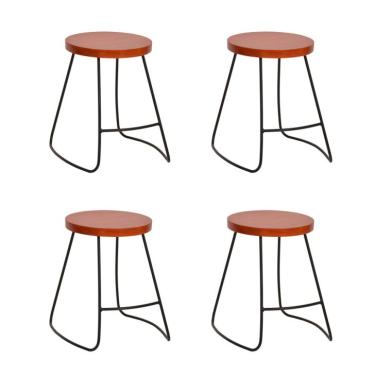 Imagem de Conjunto com 4 Bancos | Banquetas Dili Amêndoa e Preto Industrial