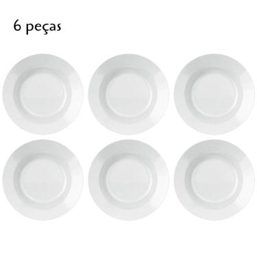 Imagem de Jogo De Pratos Fundo Em Vidro Temperado 6 Peças 23Cm Branco