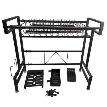 Imagem de Escorredor de Louça Cozinha Modular Pia Bancada Suspenso Ajustavel Louça Prato Copo Utensilios Organizaçao Gancho Prateleira Resistente Duravel