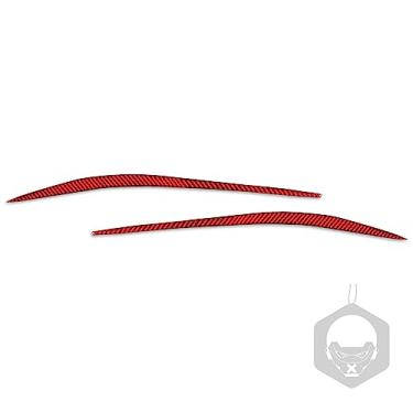 Imagem de UTOYA Adesivo de sobrancelha de lâmpada de fibra de carbono para carro preto/vermelho Moldura decorativa, adequado para Alfa Romeo Giulia 2017-2021 Estilo do carro