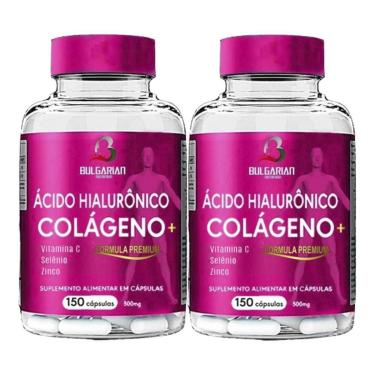Imagem de 2 POTES DE COLÁGENO HIDROLISADO + ÁCIDO HIALURÕNICO COM VIT C + SELÊNIO + ZINCO 150 CÁPS 500MG-Unissex