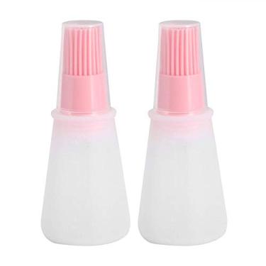Imagem de Escova de óleo ZPSHYD, 2 peças de silicone para cozinha, óleo de churrasco, garrafa de mel, garrafa de molho, com tampa, ferramenta para churrasco (rosa)