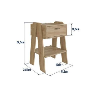 Imagem de Conjunto 2 Mesas de Cabeceira Terni com Gaveta, Prateleira e Tomada Aveiro Oak