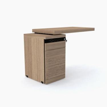 Imagem de Mesa Complemento 106 x 50 cm Pé Gaveteiro 3 Gavetas PE50 em MDP Noce Naturalle detalhe Preto