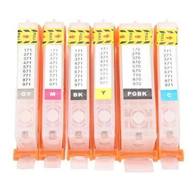 Imagem de Jogo do Cartucho de Tinta da Impressora, Cartucho de Tinta de 6 Pces, Cartucho de Tinta Robusto Fluente do Reenchimento da Microplaqueta Permanente de 6 Cores para, Cartuchos