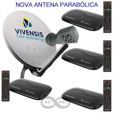 Imagem de Antena Parabolica 60 cm + 04 Aparelhos Vivensis VX10
